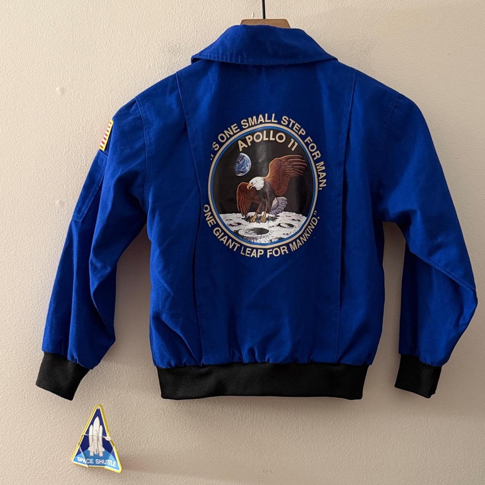 Aeromax Jr. Blue Astronaut Costume Flight Jacket Apollo full zip NASA youth S